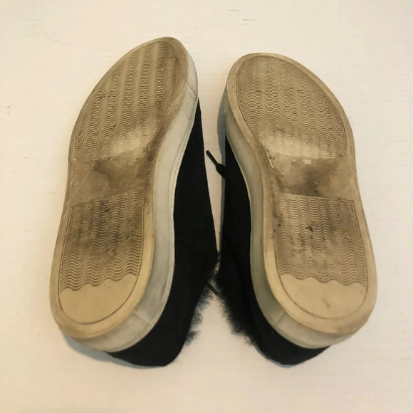 Woman by Common Projects Sherpa Suede Fuzzy Black Low Lace Up Designer Sneakers - Picture 7 of 9
